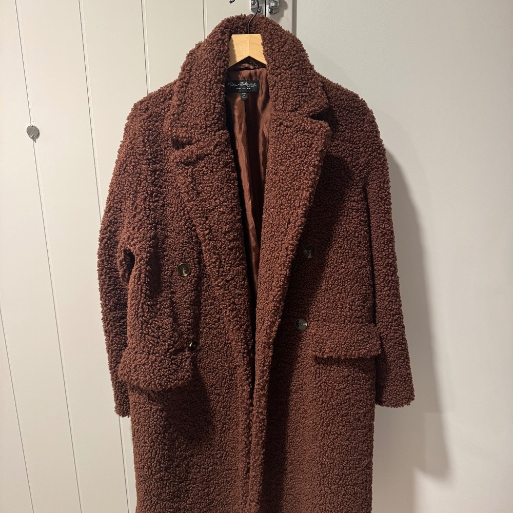 Miss Selfridge Chocolate Teddy Coat